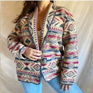 Flashback Women’s SZ L multicolored Blazer.Southwestern/Aztec pattern